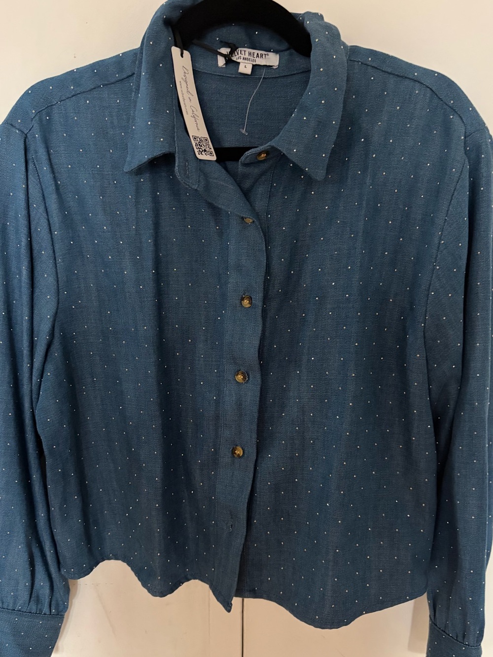 Velvet Heart Los Angles -Denim shirt with crystal detail - NWT